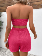 Ladies' Solid Color Strapless Top And Shorts Set